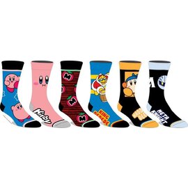 Bioworld Socks - Nintendo Kirby - Kirby, Waddle Dee, Meta Knight, King Dedede and Maxim Tomato 6 Pairs Crew