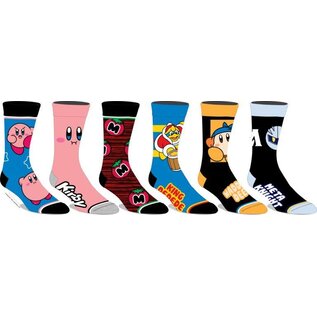 Bioworld Chaussettes - Nintendo Kirby - Kirby, Waddle Dee, Meta Knight, King Dedede et Maxim Tomato 6 Paires Crew