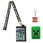 Bioworld Wallet - Minecraft - "Survival Mode" Fabric Trifold with TNT Keychain , Lanyard Logo and Card Holder Creeper Set