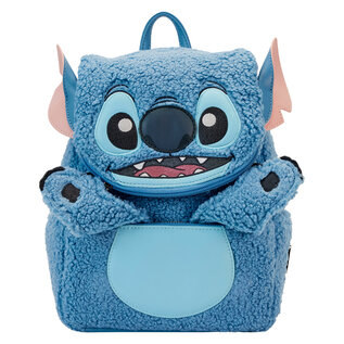 Loungefly Mini Sac à Dos - Disney Lilo & Stitch - Stitch Souriant en Peluche Bleu