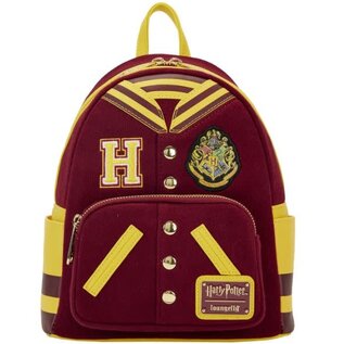 Loungefly Mini Backpack - Harry Potter - Gryffindor Red and Yellow Varsity Style Fabric and Faux Leather