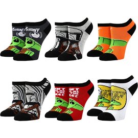 Bioworld Chaussettes - Lego X Star Wars - Mando et Grogu pour Enfants Paquet de 6 Paires Chevilles Courtes