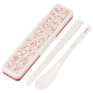 Skater Ustensils - Sanrio Characters - Hello Kitty Grid of Items Set of Spoon and Chopsticks 18cm with Case