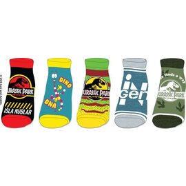 Bioworld Socks - Jurassic Park - Movie Logo, Dino DNA and InGen Pack of 5 Pairs Short Ankles