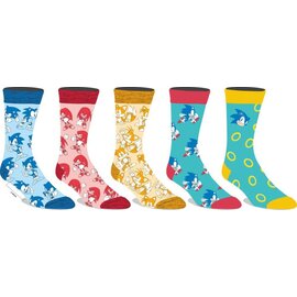 Bioworld Socks - Sonic The Hedgehog - Classic Sonic, Knuckles and Tails Pack of 5 Pairs Crew