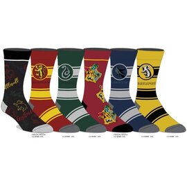 Bioworld Socks - Harry Potter - Crests  of the Four Houses Stripped Pack of 6 Pairs Crew