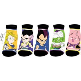 Bioworld Socks - Dragon Ball Z - Chibi Characters Super Saiyan 3 Goku, Gotenks, Vegeta, Piccolo and Majin Buu Pack of 5 Pairs Short Ankles