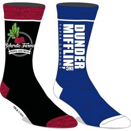 Bioworld Socks - The Office - Schrute Farms and Dunder Mifflin Pack of 2 Pairs Crew