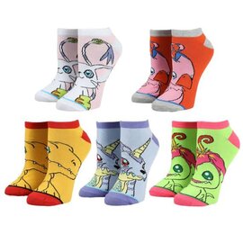 Bioworld Socks - Digimon - Gatomon, Biyomon, Agumon, Gabumon and Palmon Pack of 5 Pairs Short Ankles