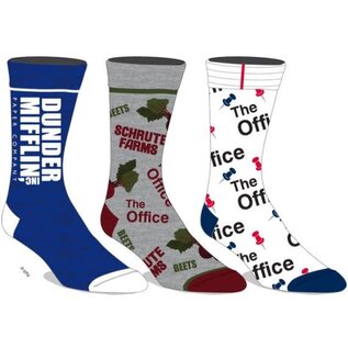 Bioworld Chaussettes - The Office - Dunder Mifflins, Shrute Farms et Punaises Dans une Boîte Dunder Mifflin Inc, Paquet de 3 Paires Crew