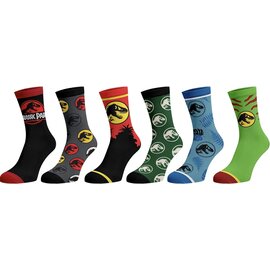 Bioworld Socks - Jurassic Park - Various Logo 6 Pairs Crew