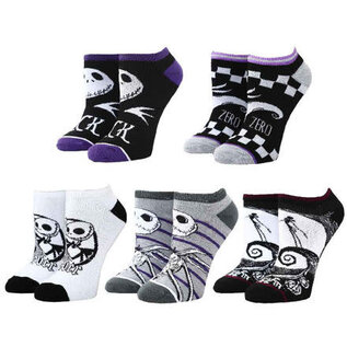 Bioworld Chaussettes - Disney The Nightmare Before Christmas - Jack, Sally et Zero 5 Paires Courtes Chevilles