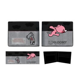 Bioworld Wallet - Gloomy Bear the Naughty Grizzly - Gloomy Running Black and Gray Fabric and Suede Bifold
