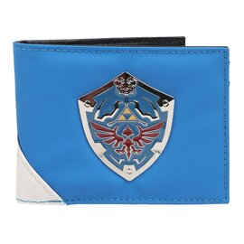 Bioworld Wallet - Legend of Zelda - Hyrule Shield Metal Blue and White Faux Leather Bifold