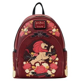 Loungefly Mini Backpack - Harry Potter - Gryffindor Tattoo Floral Burgundy Faux Leather