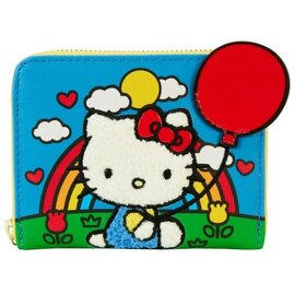 Loungefly Wallet - Sanrio Hello Kitty - 50th Anniversary Hello Kitty With A Balloon Plush Blue and Yellow Faux Leather