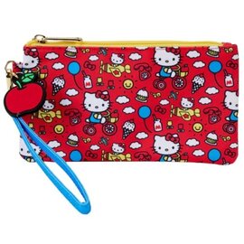 Bioworld Pouch - Sanrio Hello Kitty - 50th Anniversary Hello Kitty Various Patterns with Charm Rubber Pink Red Fabric