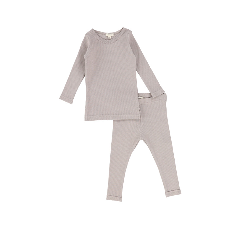 Lil Legs lil legs taupe L/s ribbed sets - Sweet Things Children's Wear