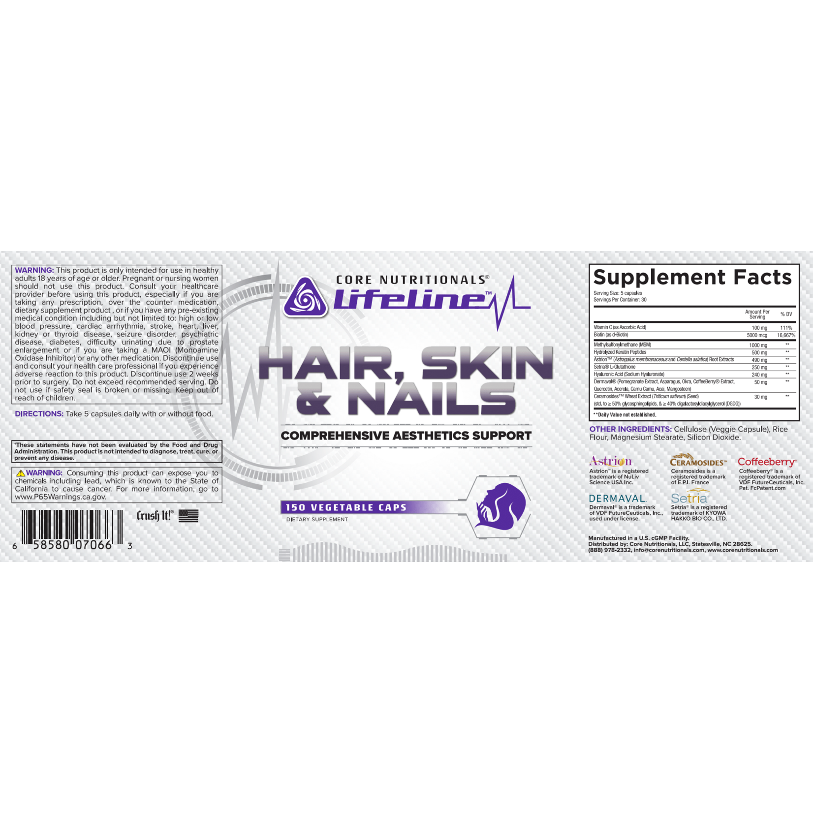 Core Nutritionals Core Lifeline Hair Skin and Nails