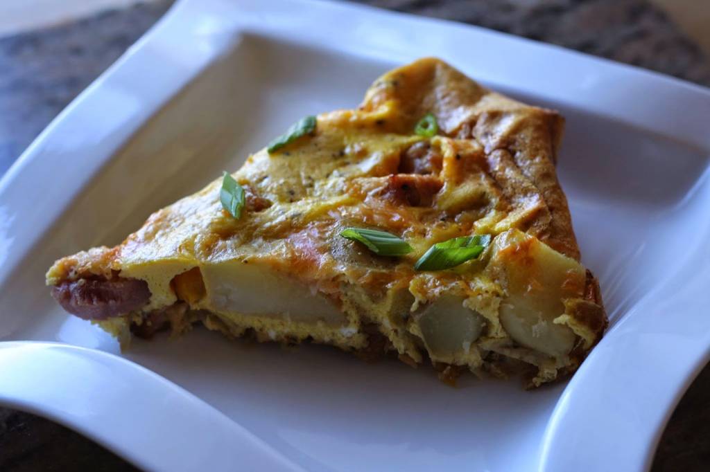 Simple Asparagus, Ham, and Gruyere Frittata with UP EVOO