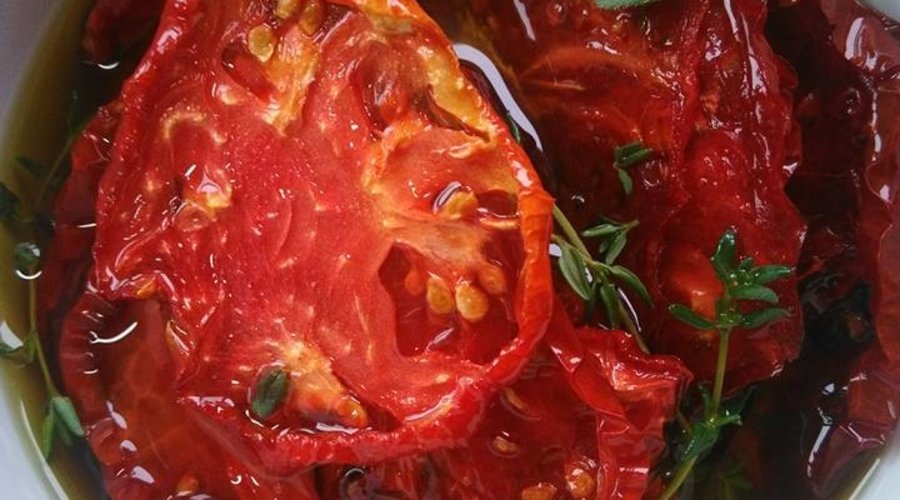 Oven Dried Heirloom Tomatoes with Fresh UP EVOO
