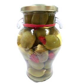 Gordal Olives Stuffed with Garlic & Red Chili