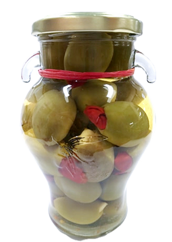 Gordal Olives Stuffed with Garlic & Red Chili