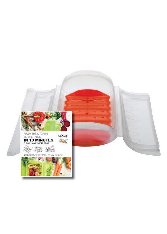 Steam Case With Tray 1-2 Pers Clear W/ 10 Minute Cookbook