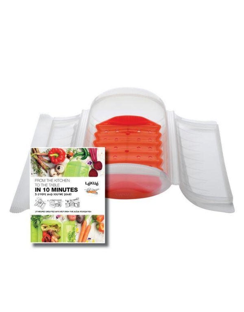 Steam Case With Tray 1-2 Pers Clear W/ 10 Minute Cookbook