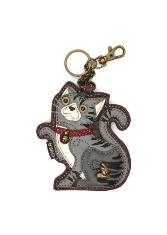 Chala Coin Purse / Key Fob - Gray Tabby Cat
