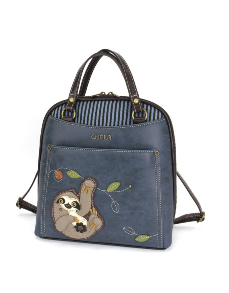 Chala Convertible Backpack Purse - Sloth - blue