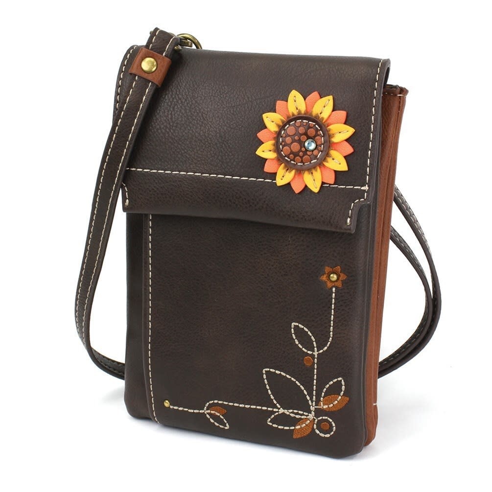 CHALA BROWN SUNFLOWER CRISS CELL PHONE CROSSBODY PURSE RFID PROTECTION for  sale online