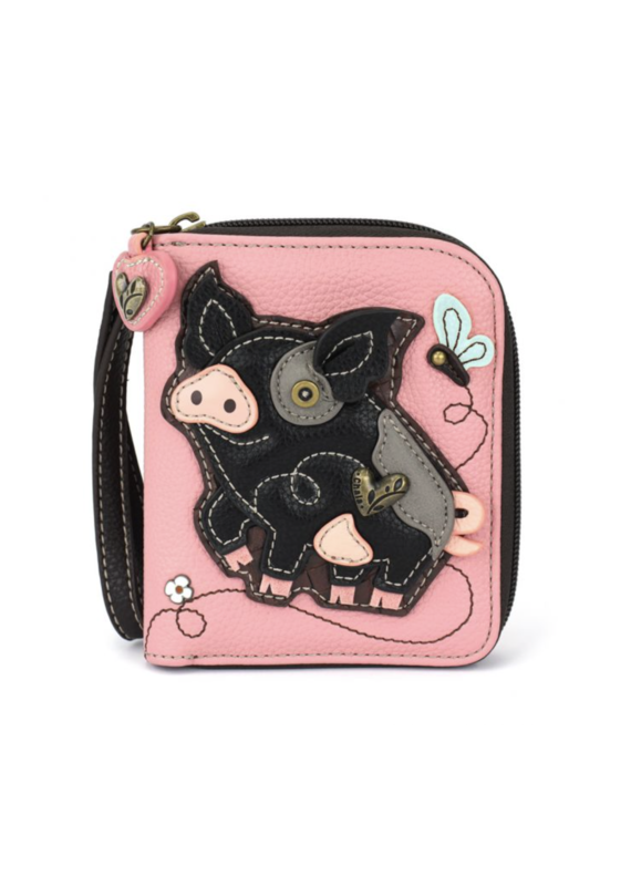 Chala Zip-Around Wallet - Spotted Black Pig - pink