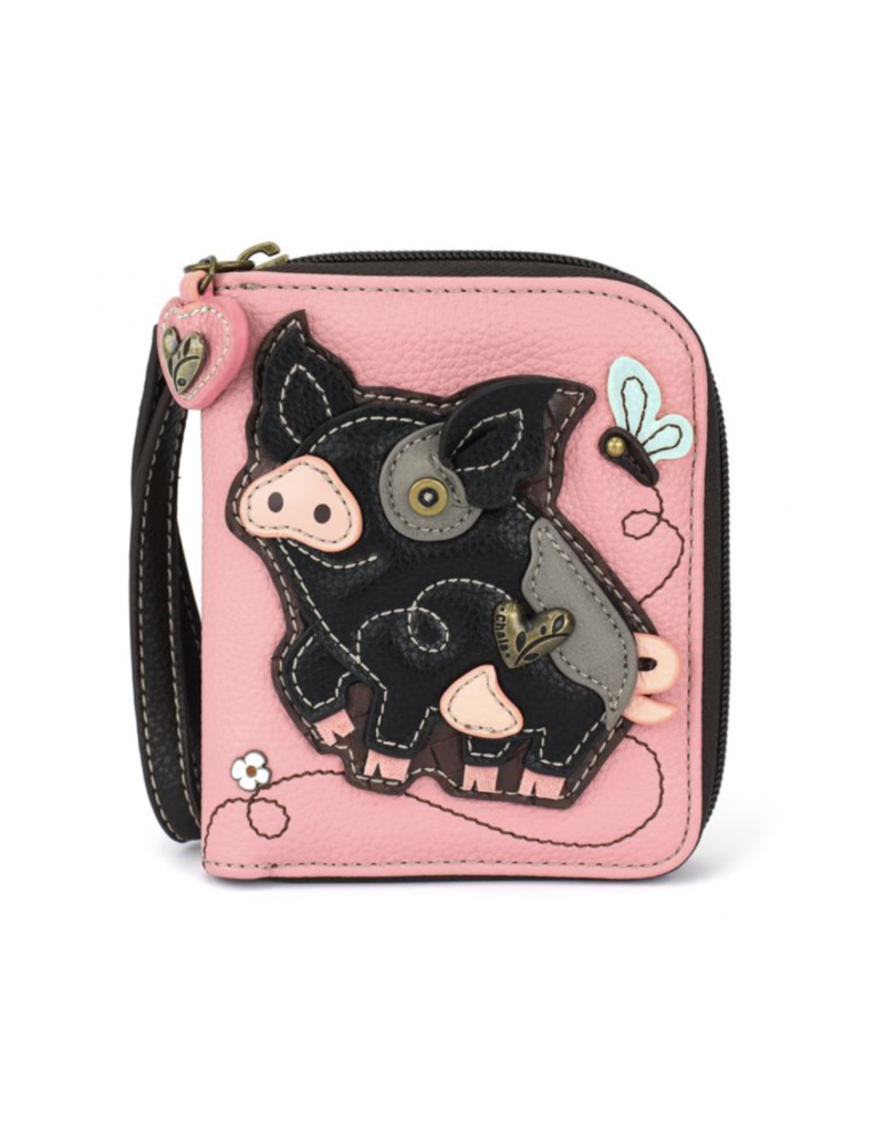 Chala Zip-Around Wallet - Spotted Black Pig - pink