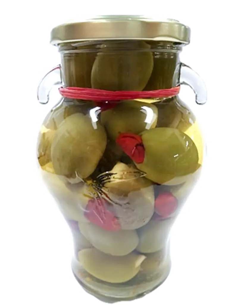 Gordal Olives Stuffed with Garlic & Red Chili