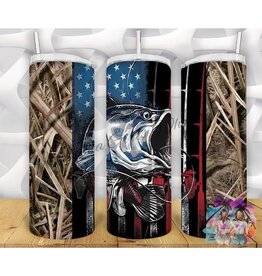 FloBama Girls Tumbler 20oz w Lid Bass Fishing USA