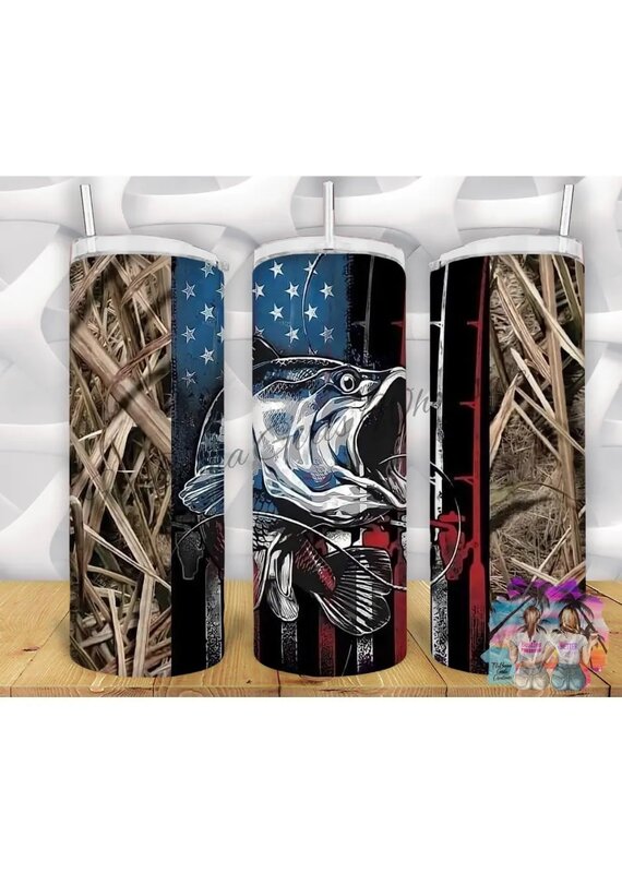 Tumbler 20oz w Lid Bass Fishing USA