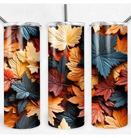 FloBama Girls Tumbler 20oz w Lid Fall Leaves 3D