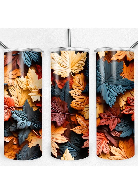 Tumbler 20oz w Lid Fall Leaves 3D