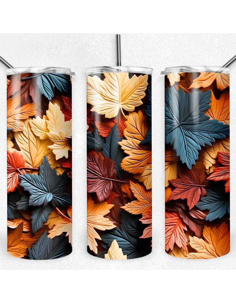 Tumbler 20oz w Lid Fall Leaves 3D