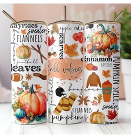 FloBama Girls Tumbler 20oz w Lid Fall Vibes Affirmations