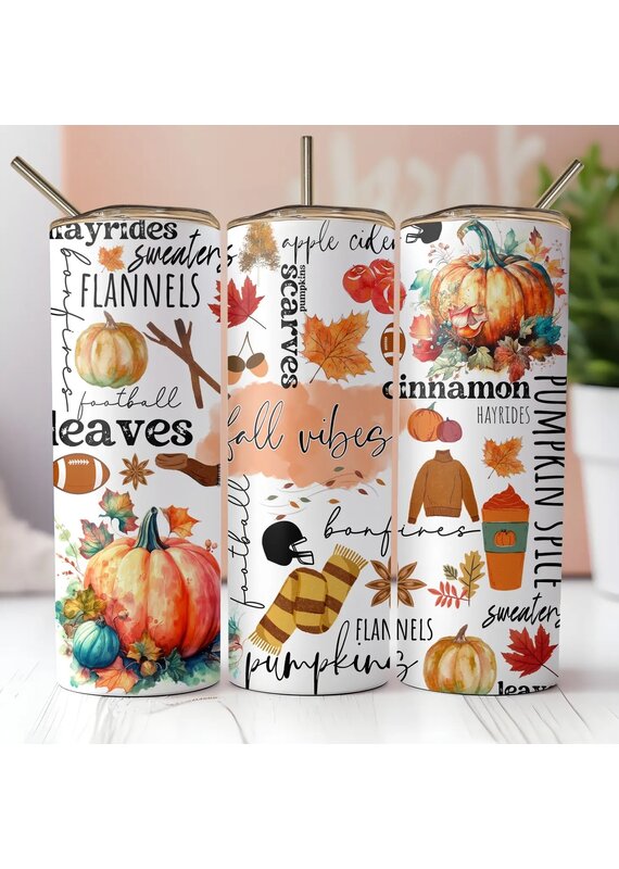 Tumbler 20oz w Lid Fall Vibes Affirmations