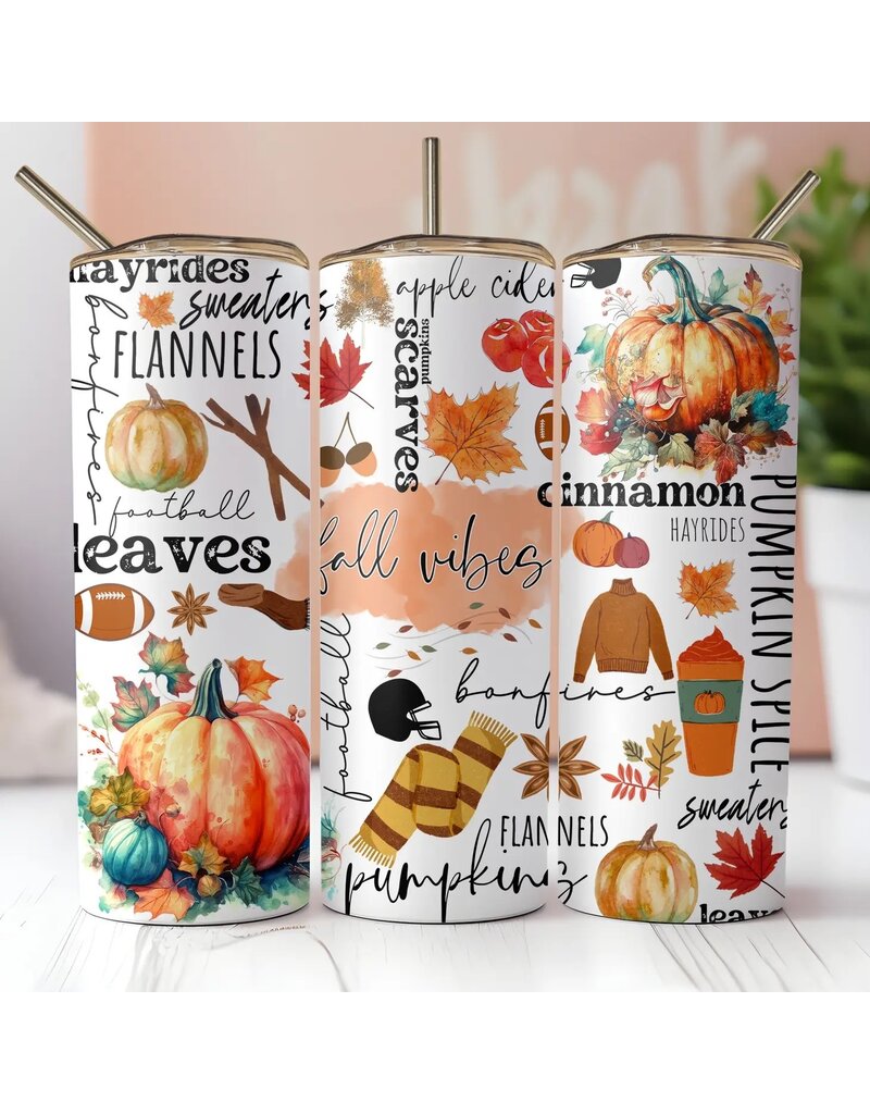 Tumbler 20oz w Lid Fall Vibes Affirmations