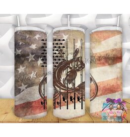Tumbler 20oz w Lid Fish & Poles USA