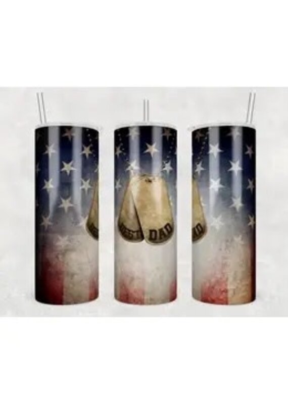 Tumbler 20oz w Lid Father / Dad Dog Tags Military Tumbler