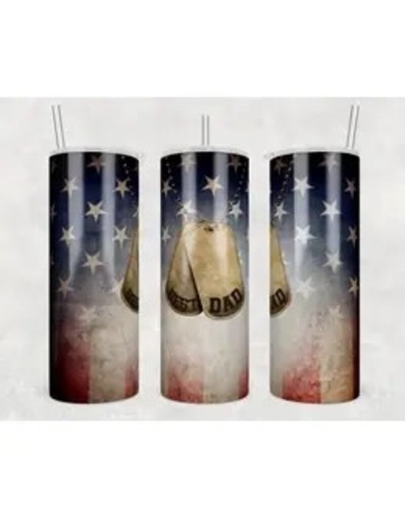 Tumbler 20oz w Lid Father / Dad Dog Tags Military Tumbler