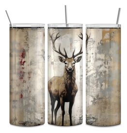 Tumbler 20oz w Lid Hunting Deer Grunge