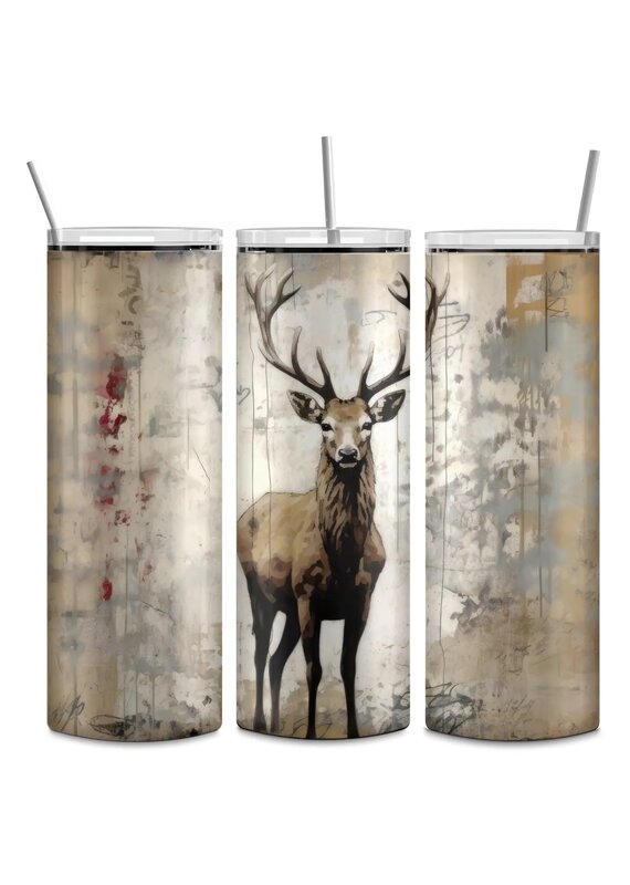 Tumbler 20oz w Lid Hunting Deer Grunge