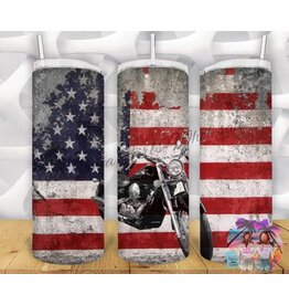 FloBama Girls Tumbler 20oz w Lid Motorcycle USA Flag