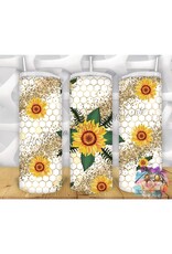 FloBama Girls Tumbler 20oz w Lid Sunflower & Honeycomb